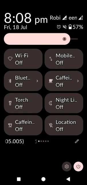 Quick Settings tile for Caffeine among other tiles